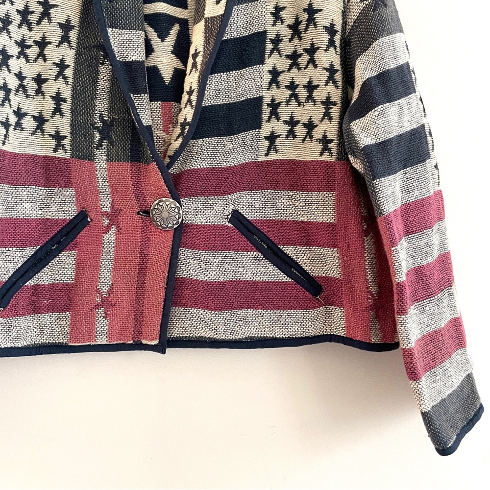 Jacket Womens Medium Tapestry USA Flag Stars Western Red Blue Patriotic 4th July - Picture 5 of 15
